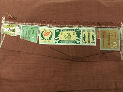 平和屋着物▽本場結城紬 重要無形文化財 単衣 小豆色 証紙付き 正絹 逸品 AABG0241jh