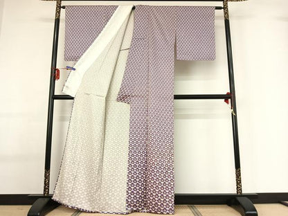 平和屋着物▽上質な小紋 単衣 花尽くし文 正絹 逸品 AABG0246jh