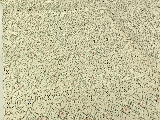 平和屋着物▽本塩沢　単衣　横段花文　正絹　逸品　AABG0247jh