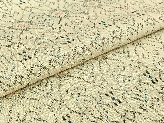 平和屋着物▽本塩沢　単衣　横段花文　正絹　逸品　AABG0247jh