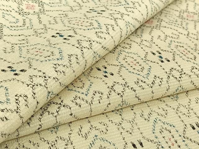 平和屋着物▽本塩沢　単衣　横段花文　正絹　逸品　AABG0247jh