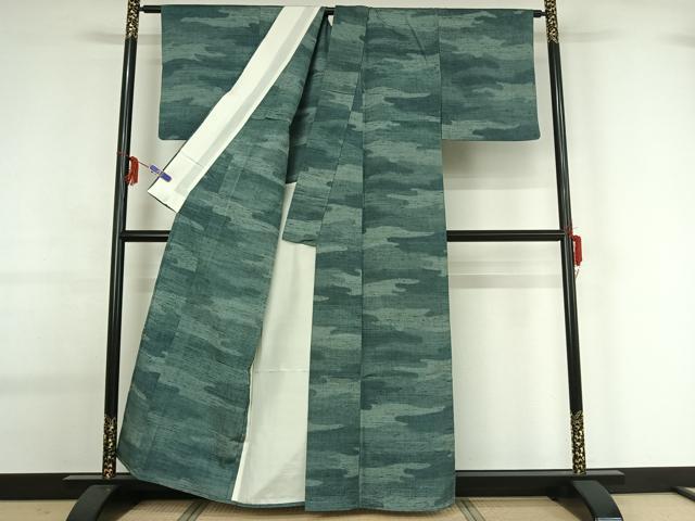 平和屋着物▽上質な紬　単衣　霞文　正絹　逸品　AABG0253jh