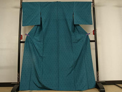 平和屋着物▽上質な紬 単衣 十字絣 正絹 逸品 AABG0255jh