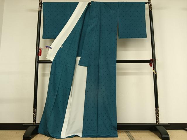 平和屋着物▽上質な紬 単衣 十字絣 正絹 逸品 AABG0255jh