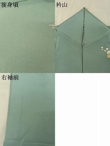 平和屋着物▽訪問着 単衣 友禅 作家物 枝花文 正絹 逸品 AABG0257jh