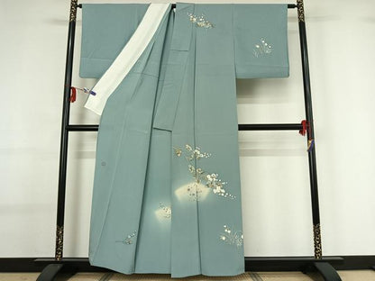 平和屋着物▽訪問着 単衣 友禅 作家物 枝花文 正絹 逸品 AABG0257jh