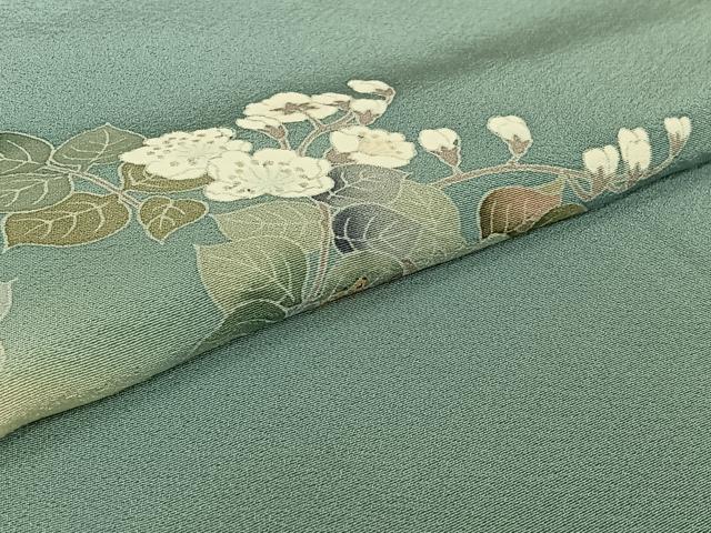 平和屋着物▽訪問着 単衣 友禅 作家物 枝花文 正絹 逸品 AABG0257jh