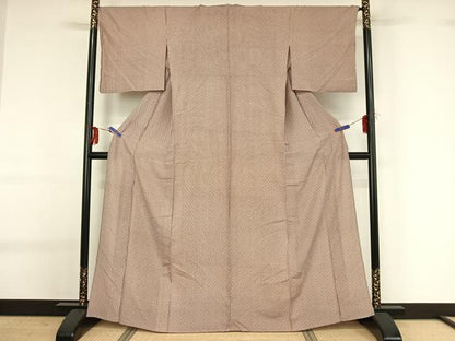 平和屋着物▽江戸小紋 単衣 変わり縞 正絹 逸品 AABG0258jh