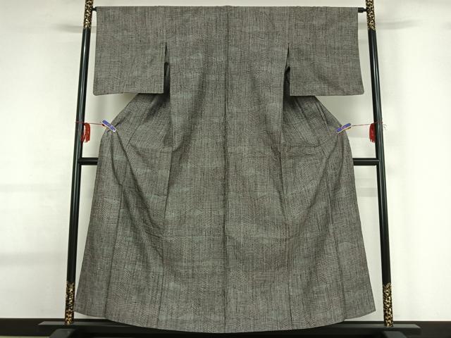 平和屋着物▽上質な紬 単衣 横段文 正絹 逸品 AABG0259jh