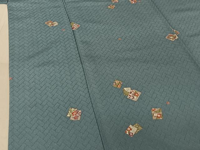 平和屋着物▽小紋　単衣　色紙花文　洗える着物　AABG0261jh