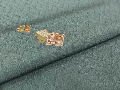 平和屋着物▽小紋　単衣　色紙花文　洗える着物　AABG0261jh