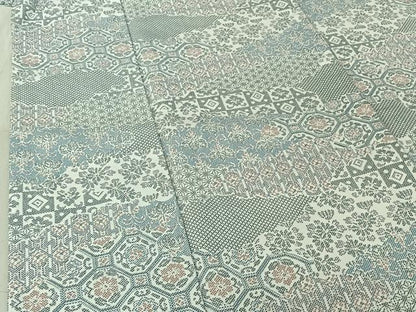 平和屋着物▽小紋 単衣 雲取り蜀江花文 洗える着物 AABG0262jh