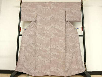 平和屋着物▽江戸小紋 単衣 雲取り花唐草文 正絹 逸品 AABG0263jh