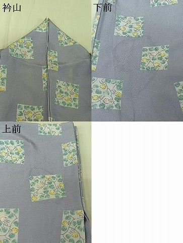 平和屋着物▽上質な小紋　単衣　色紙花文　正絹　逸品　AABG0264jh
