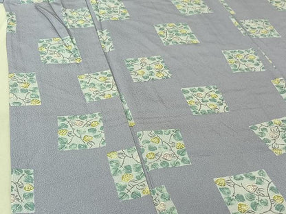 平和屋着物▽上質な小紋　単衣　色紙花文　正絹　逸品　AABG0264jh