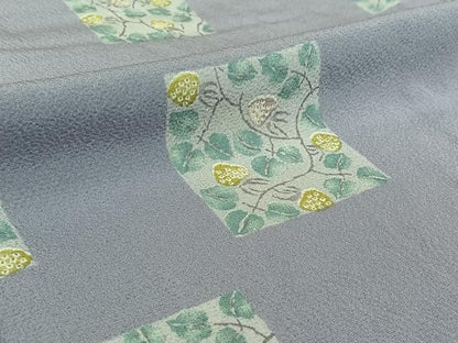 平和屋着物▽上質な小紋　単衣　色紙花文　正絹　逸品　AABG0264jh