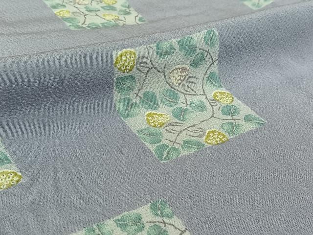 平和屋着物▽上質な小紋　単衣　色紙花文　正絹　逸品　AABG0264jh
