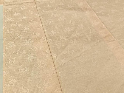 平和屋着物▽上質な色無地　単衣　草花地紋　正絹　逸品　AABG0265jh