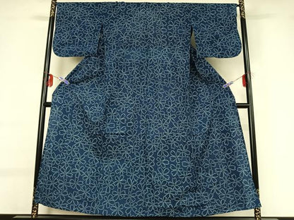 平和屋着物▽上質な紬 単衣 花尽くし文 正絹 逸品 AABG0269jh