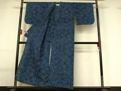 平和屋着物▽上質な紬 単衣 花尽くし文 正絹 逸品 AABG0269jh