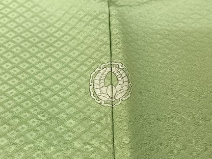 平和屋着物▽上質な色無地 単衣 吉祥花地紋 夏虫色 正絹 逸品 AABG0270jh