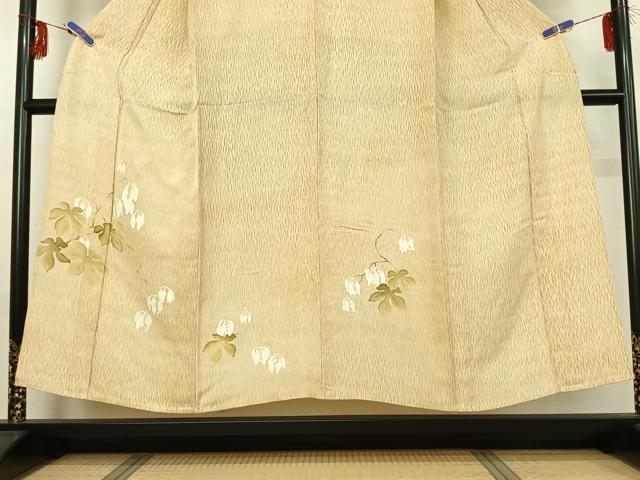 平和屋着物▽訪問着 単衣 刺繍 枝花文 正絹 逸品 AABG0272jh