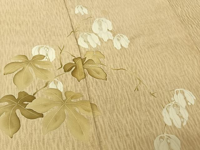 平和屋着物▽訪問着 単衣 刺繍 枝花文 正絹 逸品 AABG0272jh