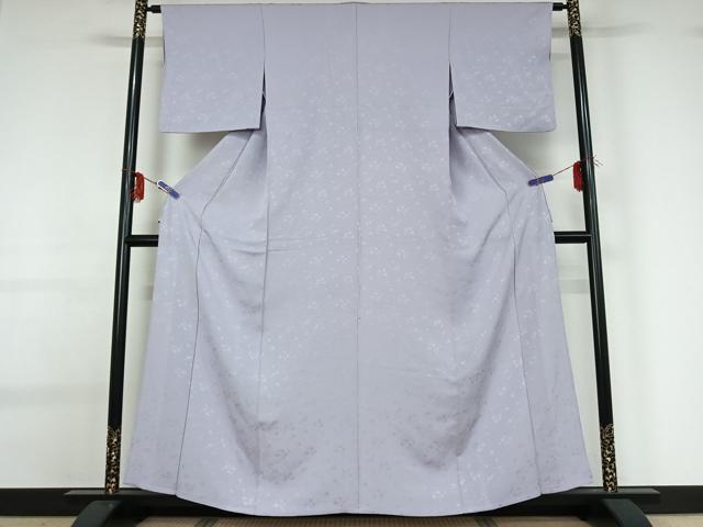平和屋着物▽上質な色無地 単衣 雪輪花地紋 藤色 正絹 逸品 AABG0274jh