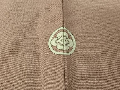 平和屋着物▽上質な色無地 単衣 薄柿色 正絹 逸品 AABG0275jh