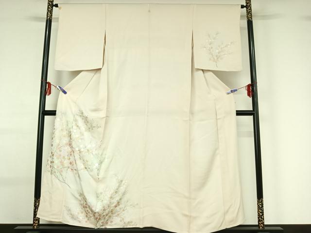 平和屋着物▽訪問着 単衣 草花文 金彩 正絹 逸品 AABG0277jh