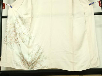 平和屋着物▽訪問着 単衣 草花文 金彩 正絹 逸品 AABG0277jh