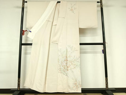 平和屋着物▽訪問着 単衣 草花文 金彩 正絹 逸品 AABG0277jh