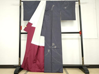 平和屋着物●訪問着 手工芸 紬地 刺し子 凧 たこ 正絹 逸品 AABG0282cs