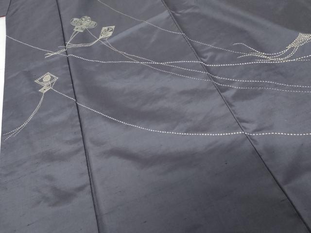 平和屋着物●訪問着 手工芸 紬地 刺し子 凧 たこ 正絹 逸品 AABG0282cs