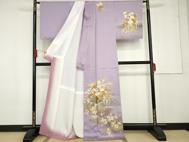 平和屋着物●訪問着 花車文 暈し染め 金彩 正絹 逸品 未使用 AABG0283cs