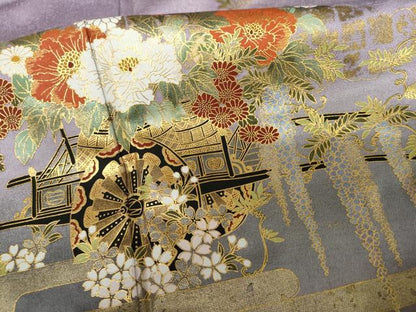 平和屋着物●訪問着 花車文 暈し染め 金彩 正絹 逸品 未使用 AABG0283cs