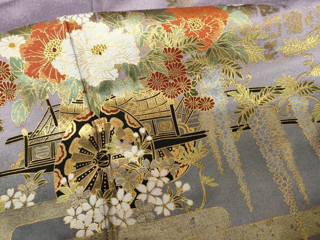 平和屋着物●訪問着 花車文 暈し染め 金彩 正絹 逸品 未使用 AABG0283cs