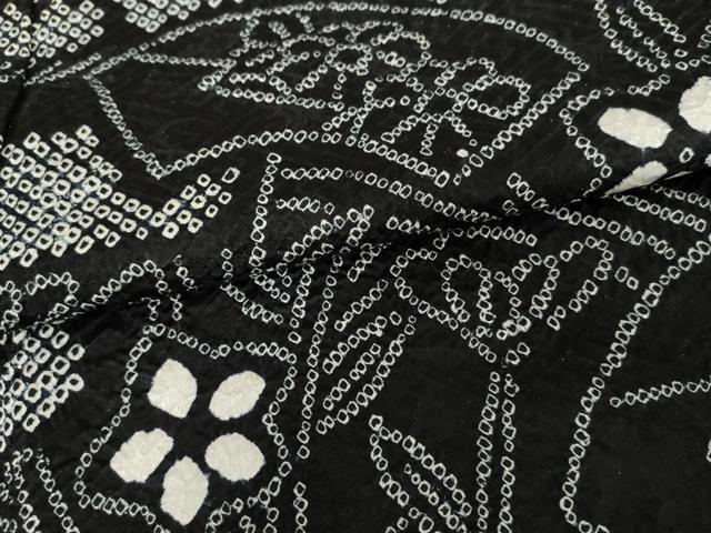 平和屋着物●訪問着 総絞り 地紙枝花文 黒地 正絹 逸品 AABG0287cs