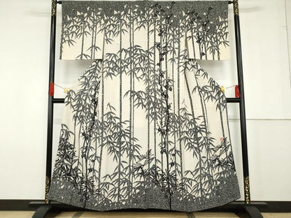 平和屋着物●伝統工芸士　水谷滉　訪問着　松竹梅文　正絹　逸品　AABG0288cs