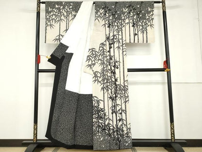 平和屋着物●伝統工芸士　水谷滉　訪問着　松竹梅文　正絹　逸品　AABG0288cs