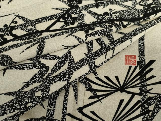 平和屋着物●伝統工芸士　水谷滉　訪問着　松竹梅文　正絹　逸品　AABG0288cs