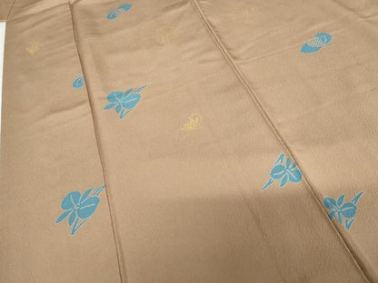 平和屋着物●上質な小紋　草花文　金彩　正絹　逸品　AABG0290cs