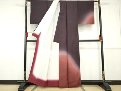 平和屋着物●訪問着　霞文　暈し染め　正絹　逸品　AABG0291cs