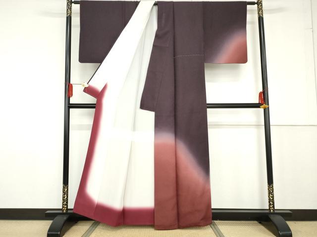 平和屋着物●訪問着　霞文　暈し染め　正絹　逸品　AABG0291cs