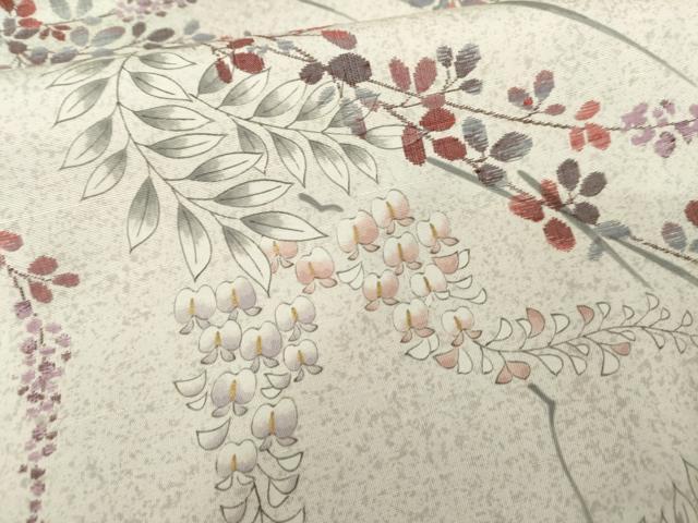 平和屋着物●訪問着 紬地 手描き 蔦の葉花文 正絹 逸品 AABG0294cs