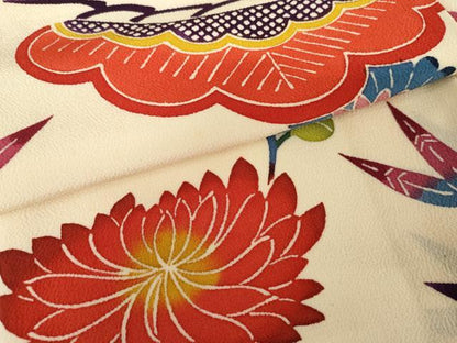 平和屋着物●上質な小紋　紅型　笠松花文　正絹　逸品　AABG0296cs