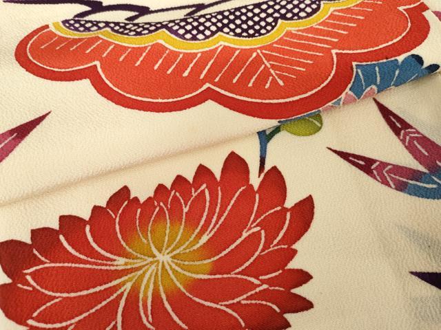 平和屋着物●上質な小紋　紅型　笠松花文　正絹　逸品　AABG0296cs