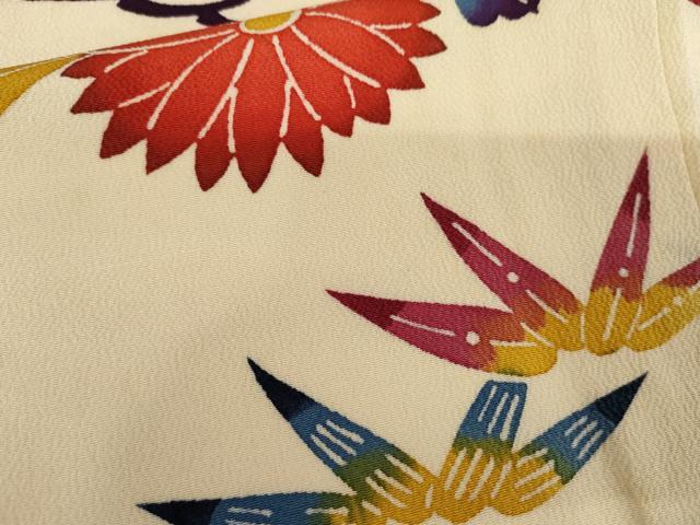 平和屋着物●上質な小紋　紅型　笠松花文　正絹　逸品　AABG0296cs