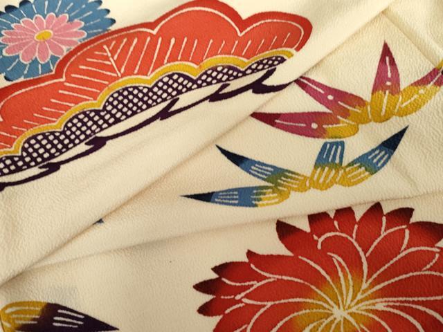 平和屋着物●上質な小紋　紅型　笠松花文　正絹　逸品　AABG0296cs