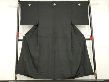 平和屋着物●男性　黒紋付　正絹　逸品　AABG0297cs